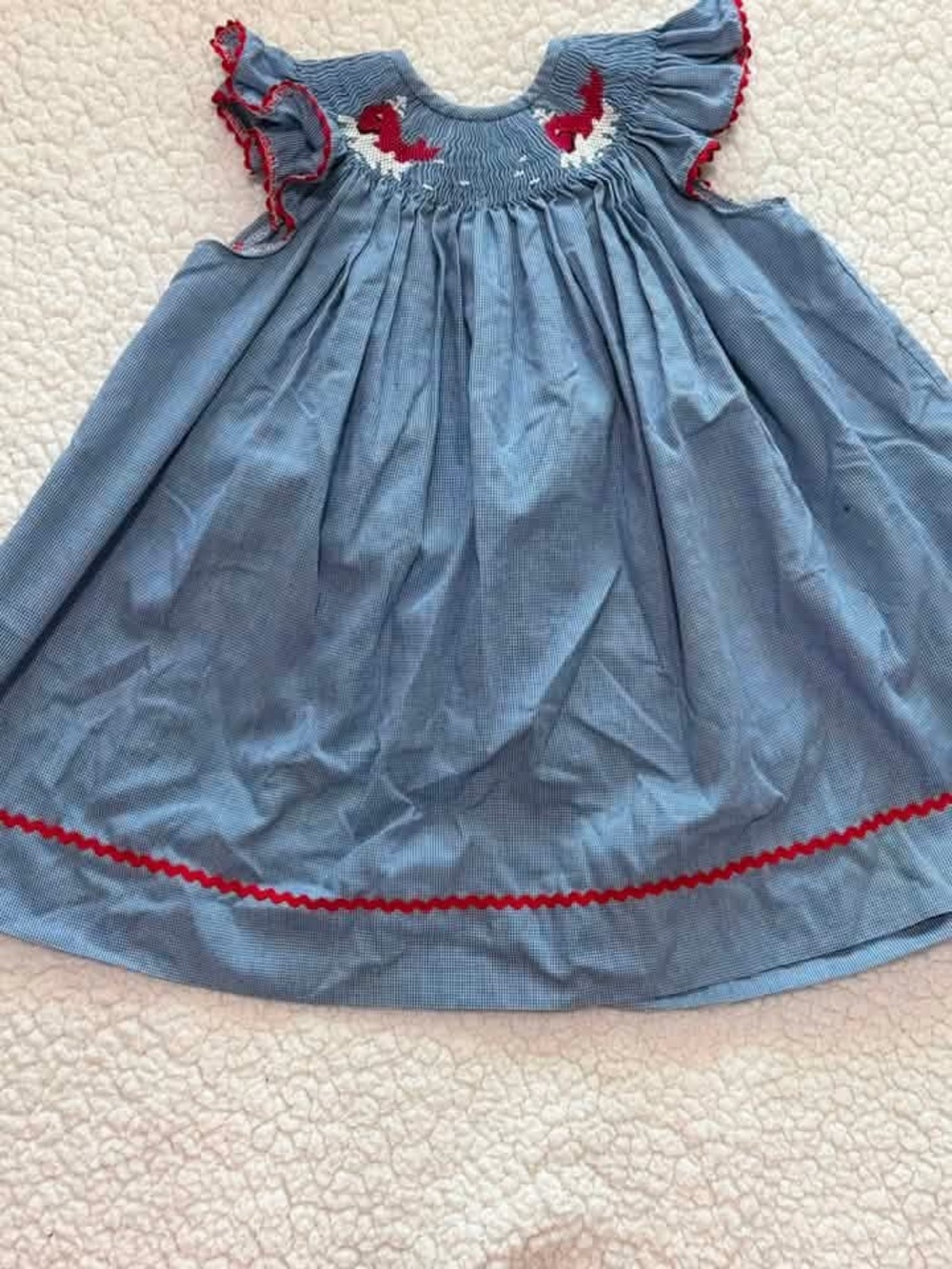 Girls Blue Smocked Dress with Whales